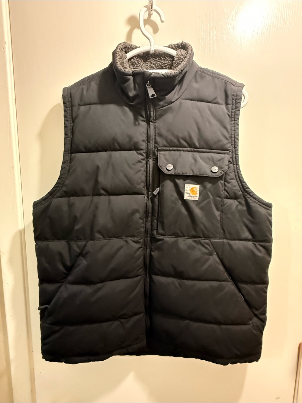 Carhartt Puffer Extreme Loose fit Black Quilted Work Vest with Sherpa Collar